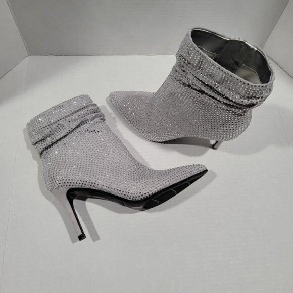 Nine West Rhinestones Dress Pointed Toe Booties Size 6.5 - Picture 3 of 12